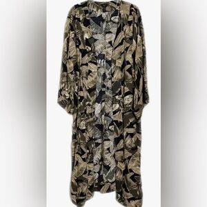 G.I.L.I. Black and Tan Leaf Print Swim Coverup